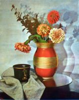 Riproduzione a colori di due vasi Richard Ginori (Domus, novembre 1932)